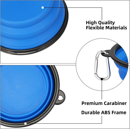 Large Collapsible Dog Bowls - 2 Pack, 34 Oz Foldable Travel Bowls for Pets