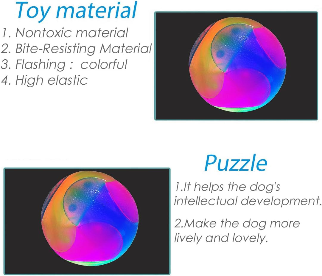 LED Illuminated Dog Balls - Glow in the Dark Flashing Elastic Pet Toys for Puppies, Cats, and Dogs (Set of 2)