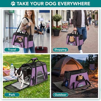 Airline-Approved Pet Carrier for Cats and Small Dogs - Large Heather Purple