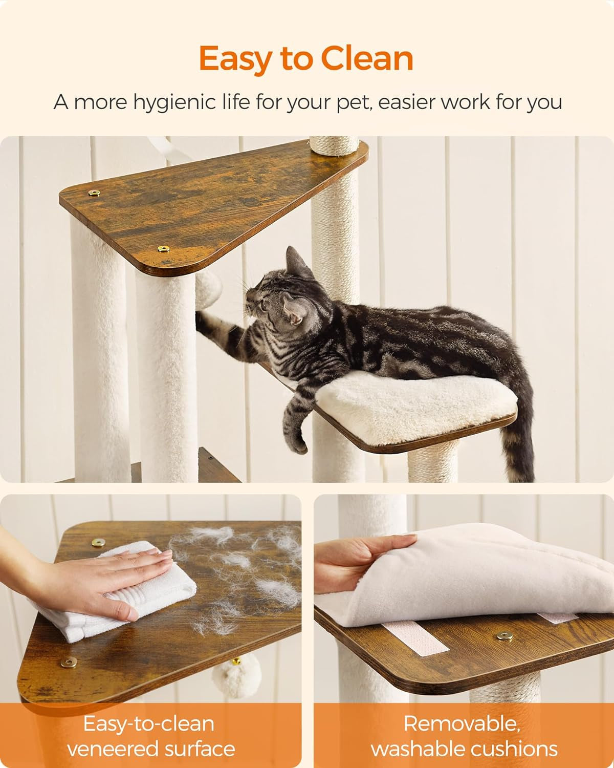 64.6-Inch Multi-Level Cat Tower with Five Scratching Posts