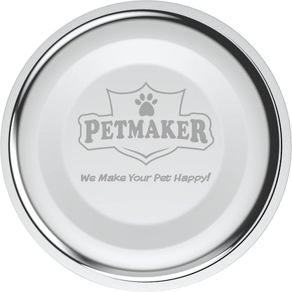Set of 2 Stainless Steel Dog Bowls - 40 Oz Pet Bowls with Decorative Stand - Metal Food and Water Dishes for Large Dogs - Essential Puppy Accessories (Silver/Black)