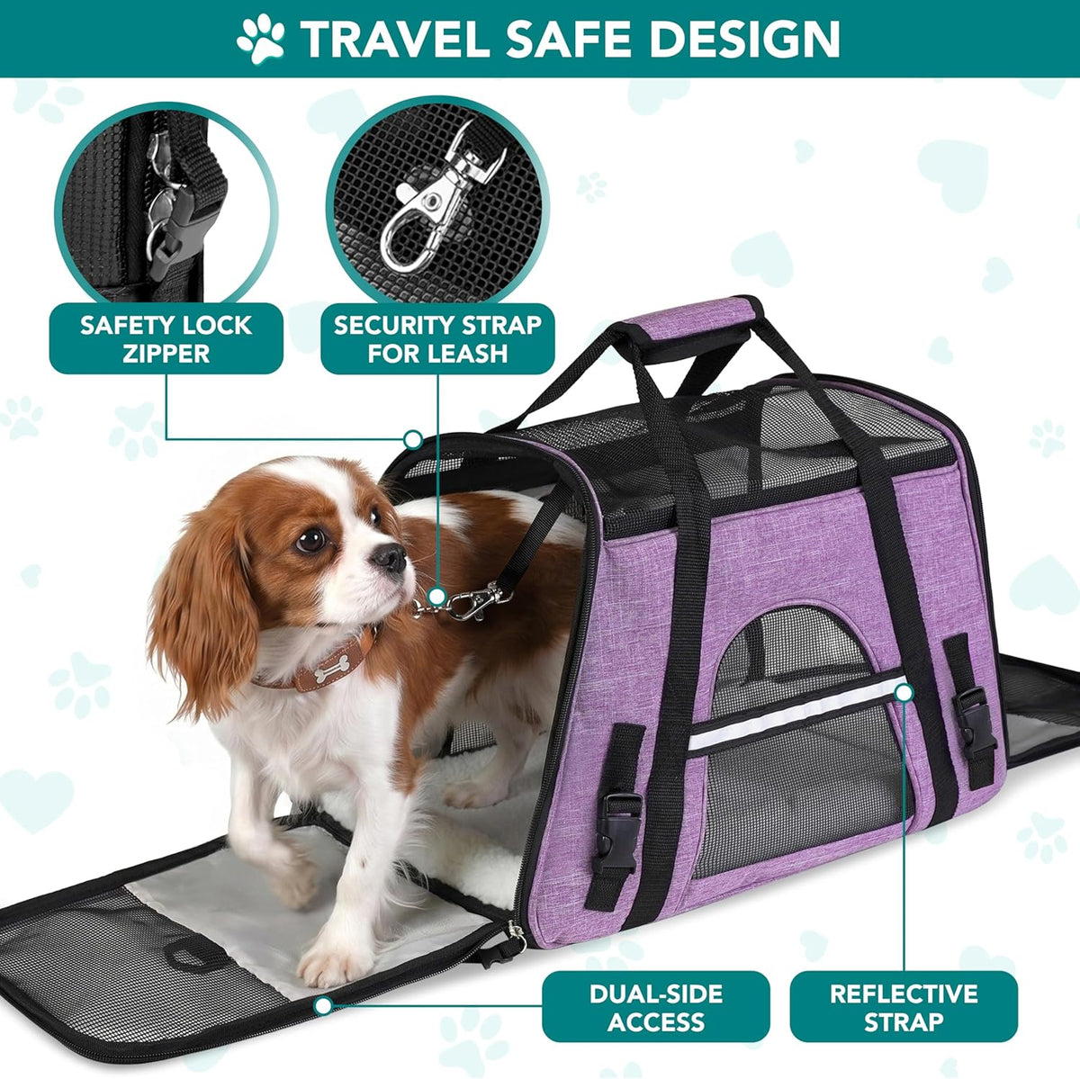 Airline-Approved Pet Carrier for Cats and Small Dogs - Large Heather Purple