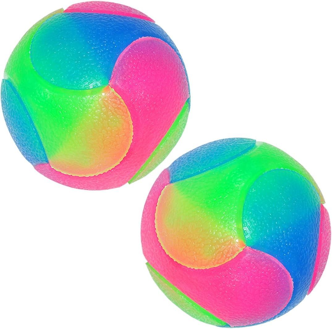 LED Illuminated Dog Balls - Glow in the Dark Flashing Elastic Pet Toys for Puppies, Cats, and Dogs (Set of 2)
