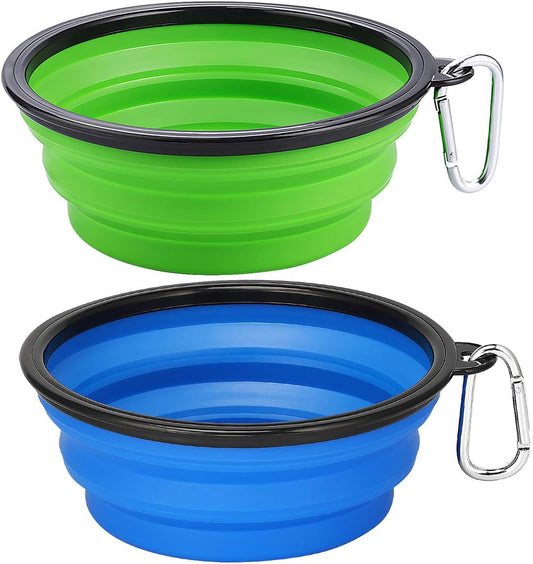 Large Collapsible Dog Bowls - 2 Pack, 34 Oz Foldable Travel Bowls for Pets