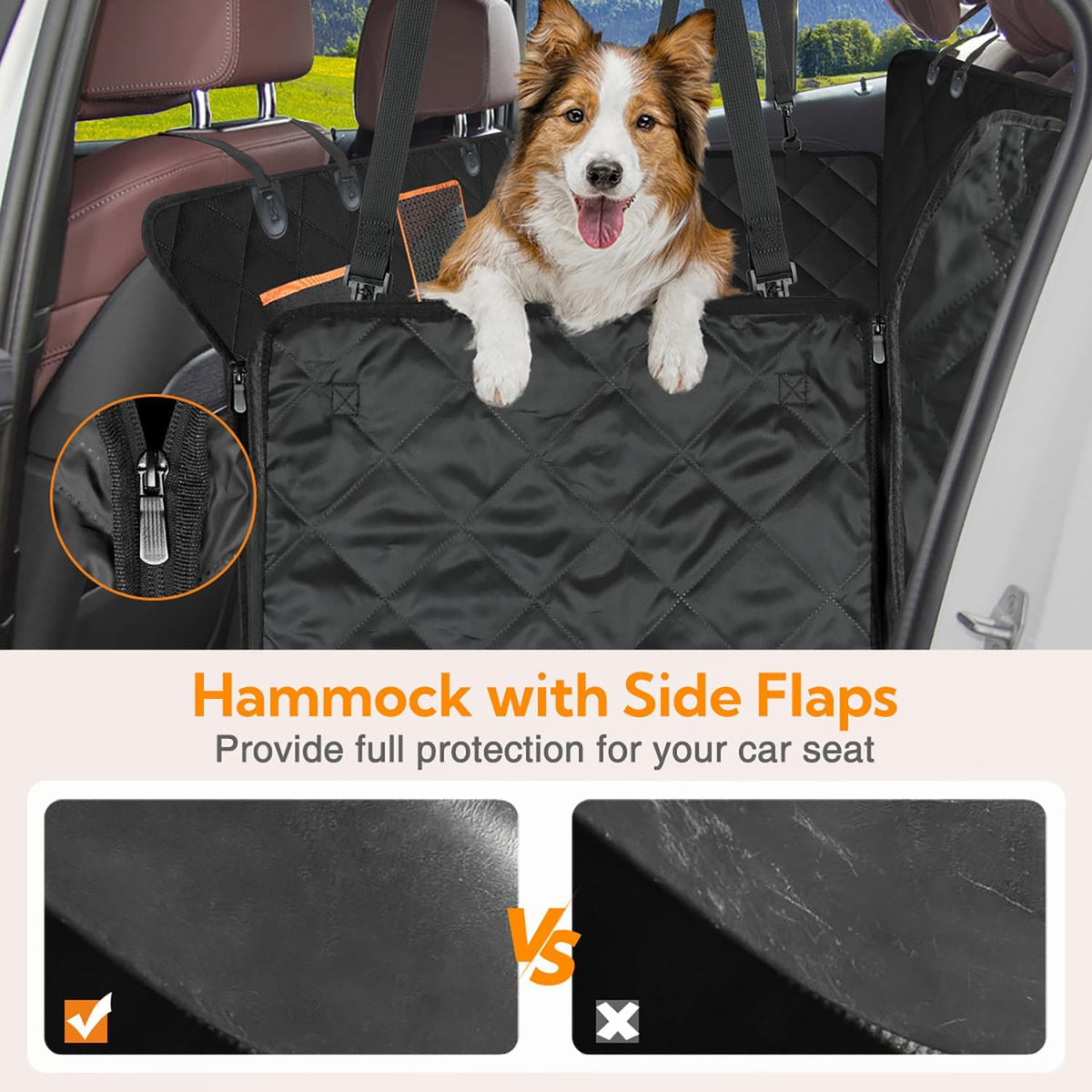 Dog Car Seat Cover for Back Seat, Waterproof Hammock for Car&Suv