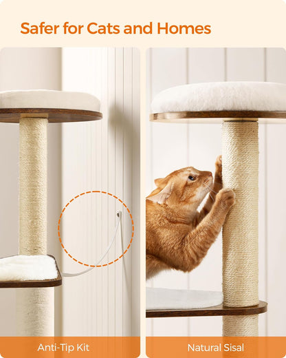 64.6-Inch Multi-Level Cat Tower with Five Scratching Posts