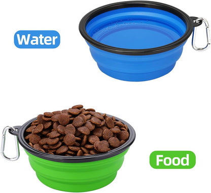 Large Collapsible Dog Bowls - 2 Pack, 34 Oz Foldable Travel Bowls for Pets