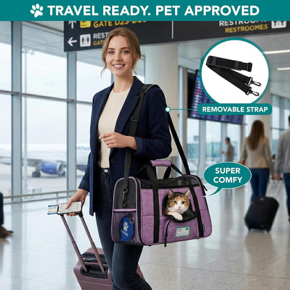 Airline-Approved Pet Carrier for Cats and Small Dogs - Large Heather Purple