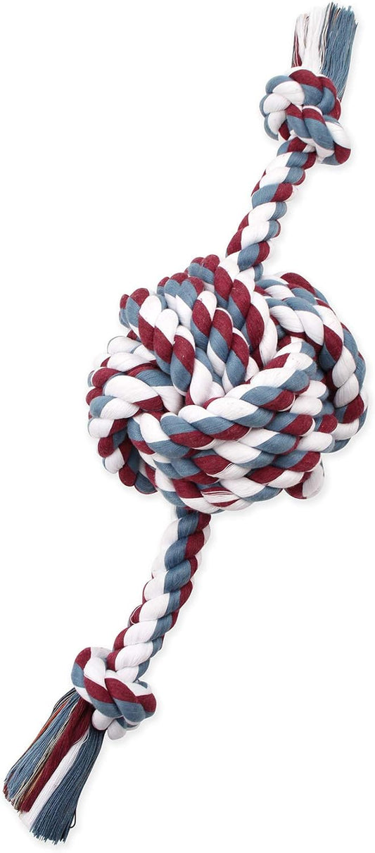 Flossy Chews Colossal 25-Inch Colorful Monkey Fist Ball with Rope Ends in Assorted Colors