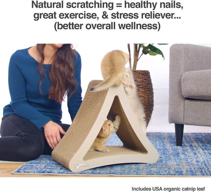 3-Sided Vertical Cat Scratching Post - Dimensions: 18" x 10.5" x 15.9