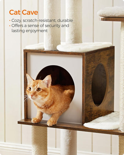 64.6-Inch Multi-Level Cat Tower with Five Scratching Posts