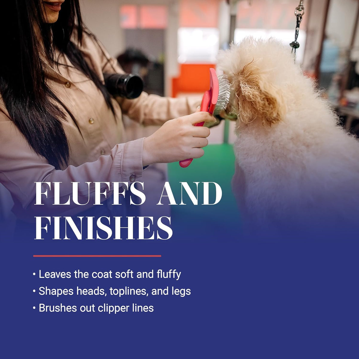 Big G Professional Slicker Brush for Dogs (Goldendoodles, Labradoodles, Poodles) - Efficient Grooming Tool for Fluffing, Detangling, and Styling, Coral, Large